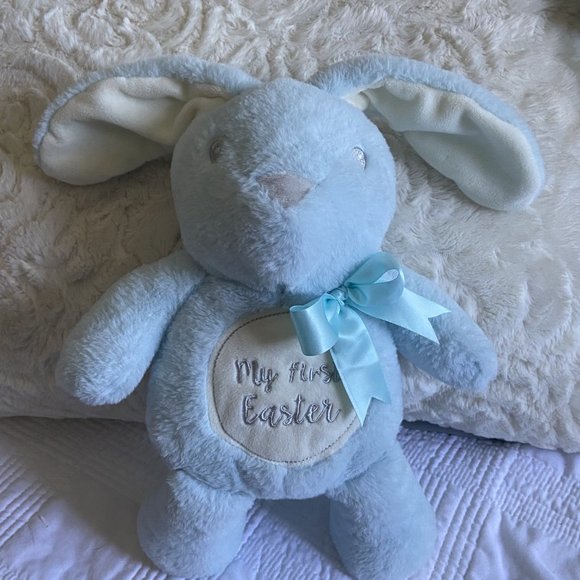 My First Easter Bunny KellyBabyToy - Blue & Cream Plush, Rattle, Baby Safe - Picture 5 of 5